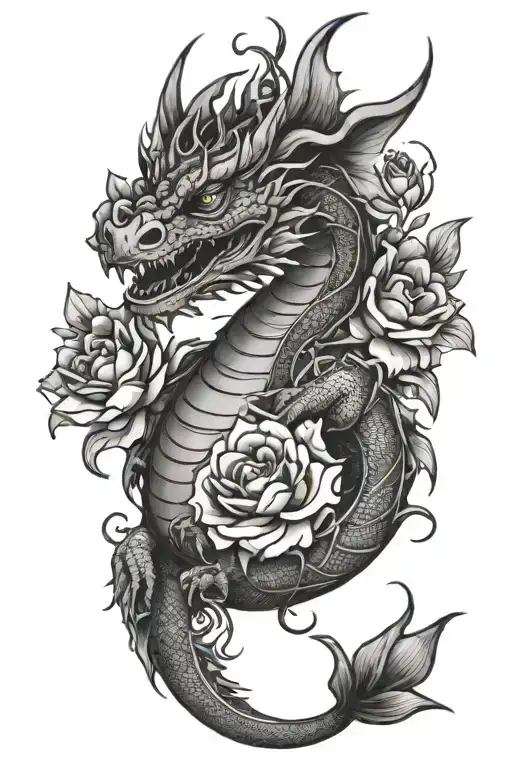 Breaded Dragon And Flowers