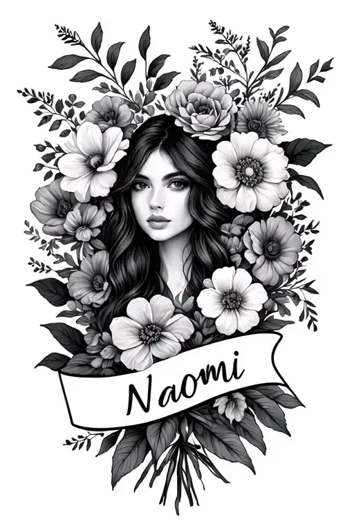 Naomi Name Written In A Bouquet Of Flowers