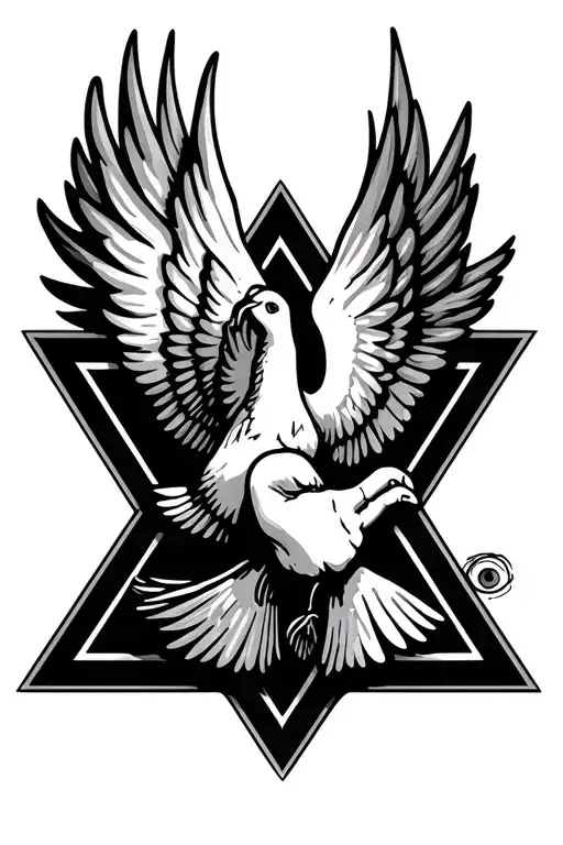 Praying Hands Dove Flying Triangle With Eye Surrounded