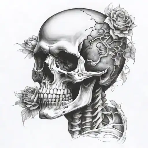 Half Skeleton Skull Half Human Face