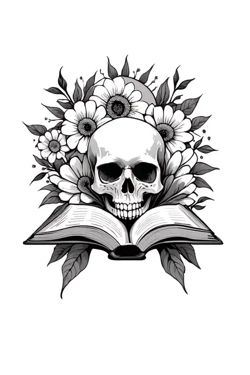 Skulls Flowers Books Sun And Moon Rising