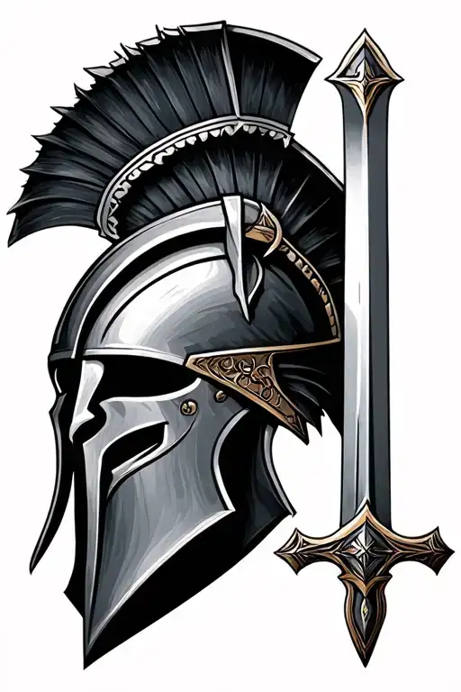 Spartan Helmet And Swords