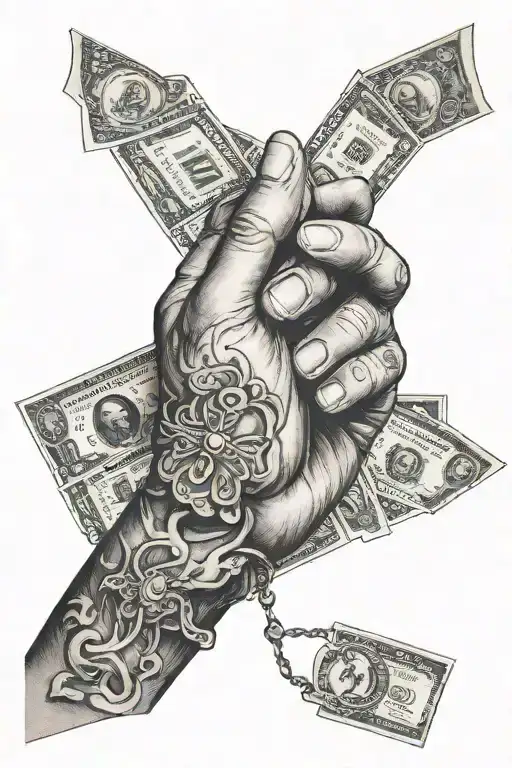 Money And Praying Hands Holding