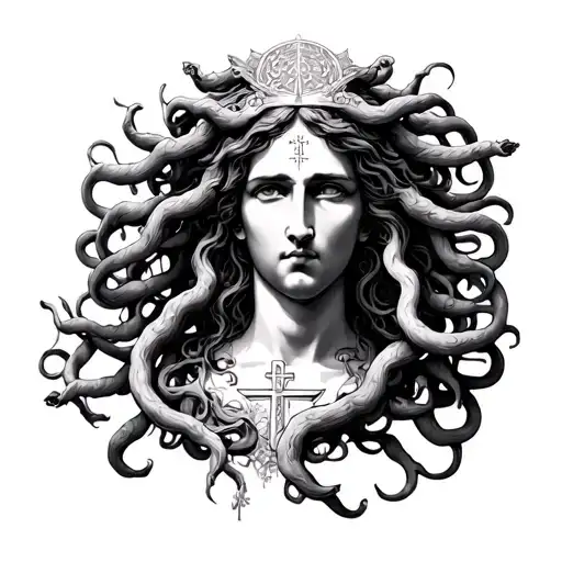 Medusa Intertwined Within Her Religion Symbols Christ