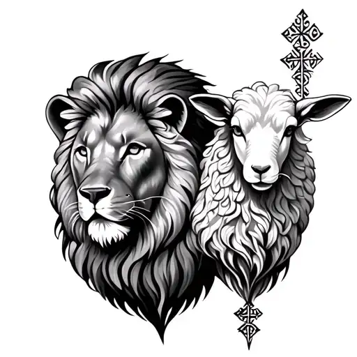 Lion And Lamb 3 Crosses