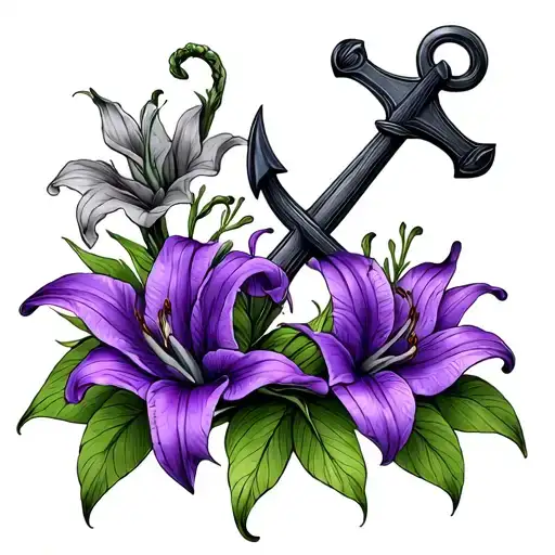 Anchor With Purple Lilies