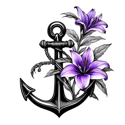 Anchor With Purple Lilies
