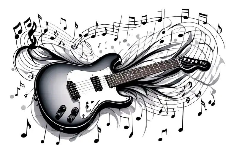 Music Notes Flowing Guitar