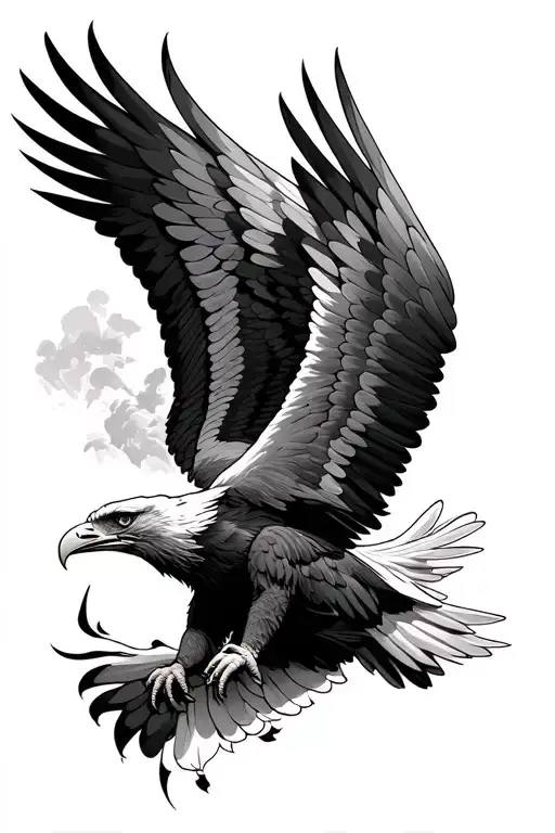 Large Wrap Arouund Tattoo Design Mens Masculine Eagle With Spread Wings