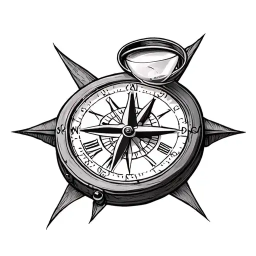 Hourglass Grandfather Clock And Compass