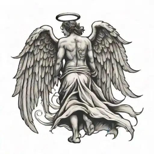 Angel Walking Away Looking To The Right