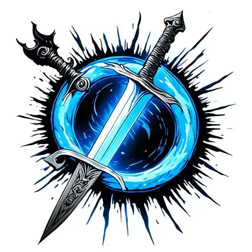 Sword Going Through A Blue Ring