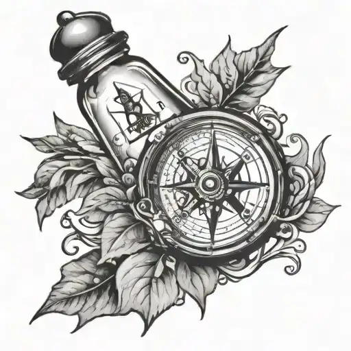 Compass With Ship In Bottle