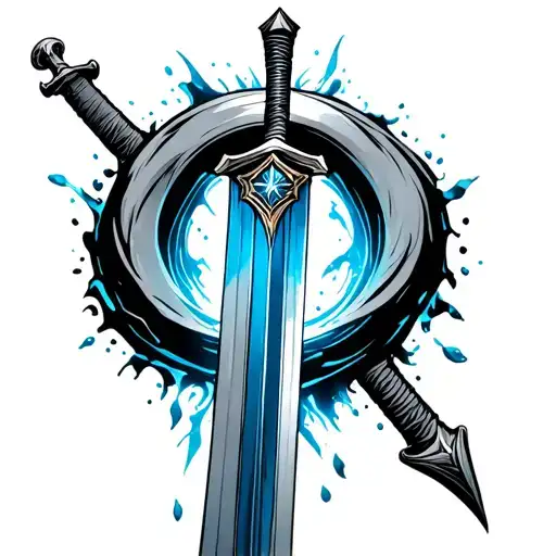 Sword Going Through A Blue Diabetic Blue Ring Logo