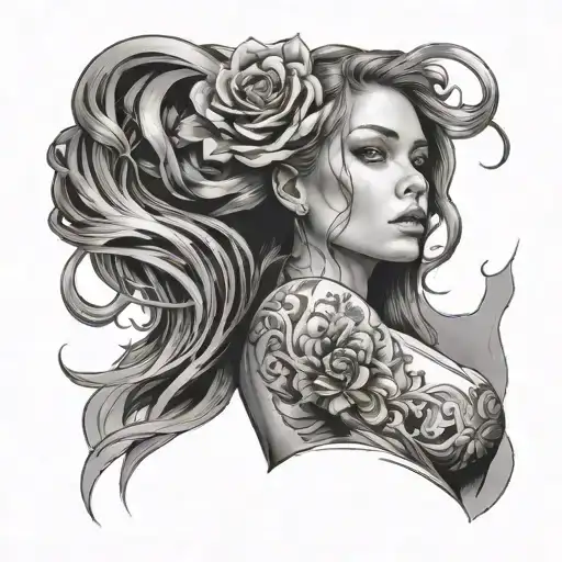 Beautiful Girl With Hole In Bellyache And There Is A Light From The Belly