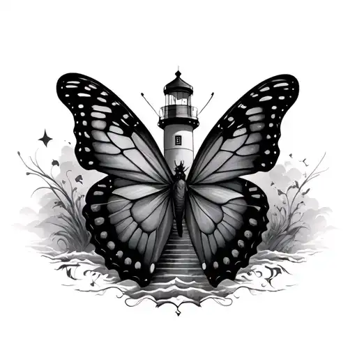 Lighthouse Butterfly In Background