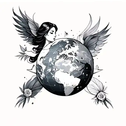 Atlas Holding The World Women Full Body Little Lines