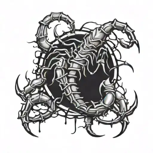 Scorpio Zodiac Sign In Barb Wire Bleeding