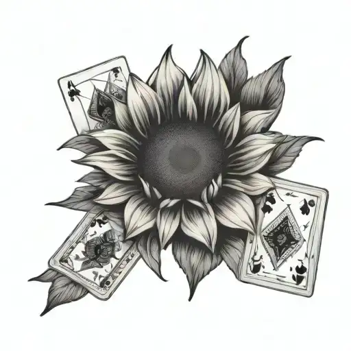 Sunflower And Poker Cards