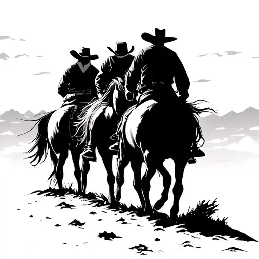 Backside Cowboys Riding Horses Into A Canyon With The Sunset In Background Long Ranger And Toto