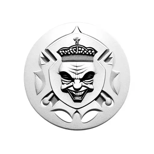Police Badge With A Black-grey Joker Face