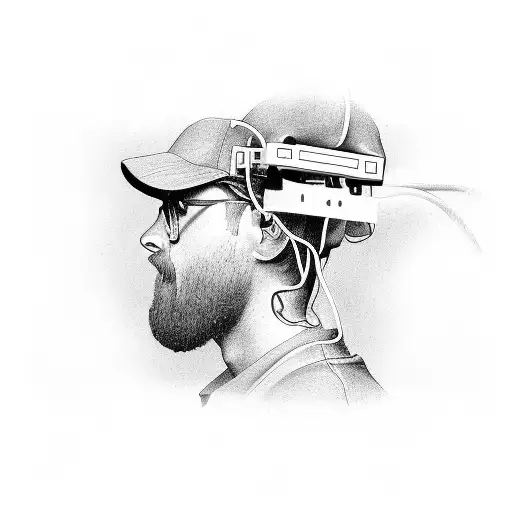 A Detailed Portrait Of An Electrician Running Through A Lush Backyard