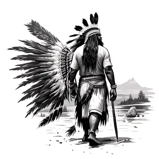 Native American Indian Walking Away