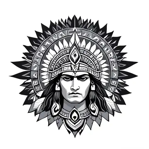 Aztec Geometric God In The Middle