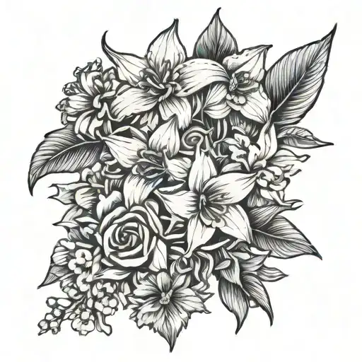 Rose Daffodil Aster Narcissus Flower Bouquet