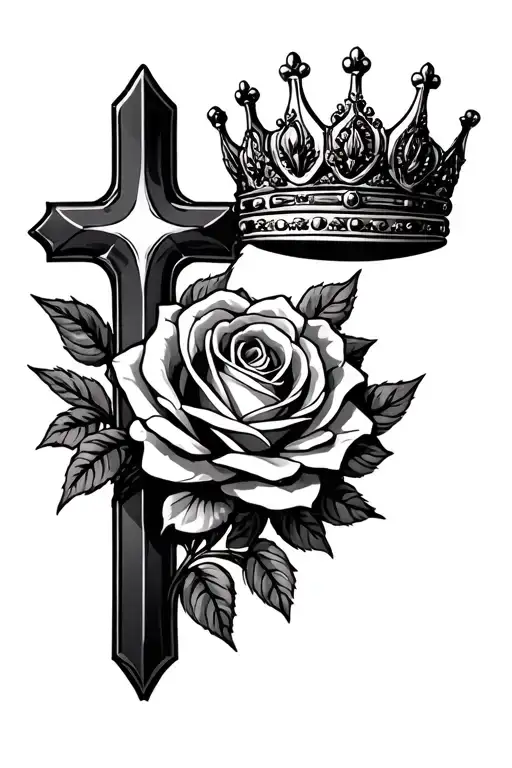Rosas Y Cross With Crown