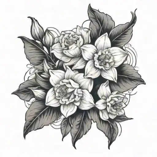 Rose Daffodil Aster Narcissus Tied Together