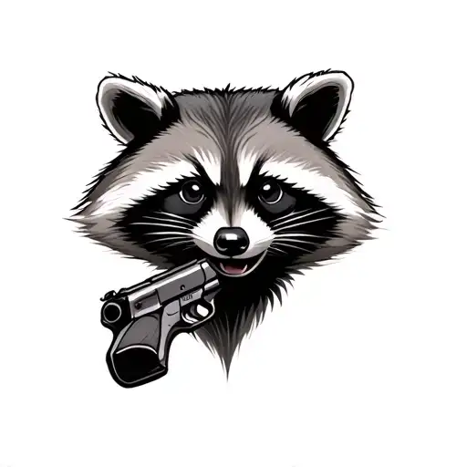 Happy Racoon With Gun
