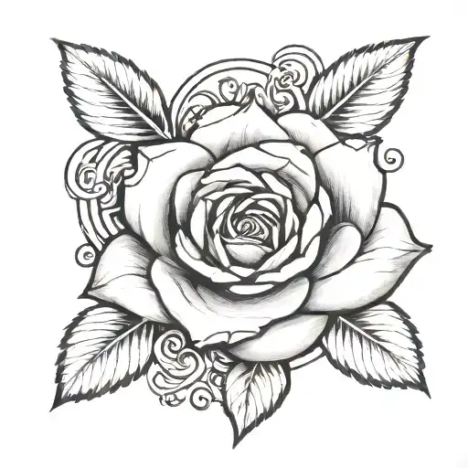 Rose Tattoo With Sleeping With Sirens Logo In The Middle