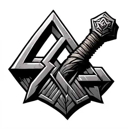 Mjolnir Hammer Valknut Symbol