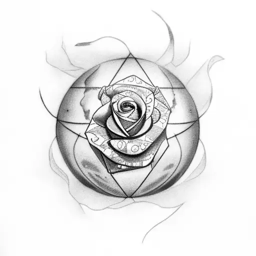 Globe With A Rose And Dragon Growing From Kt