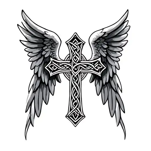 Celtic Cross With Angel Wings