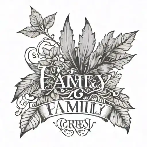 The Word Family With Leaves In The Background