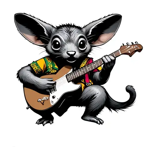 Mole Animal Playing A Guitar Wearing Jamacian Clothes