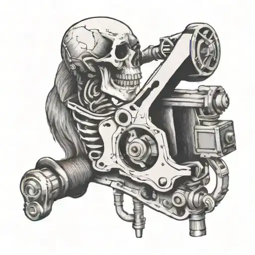 Condor Half Skeleton In A Corduroy A Tattoo Machine