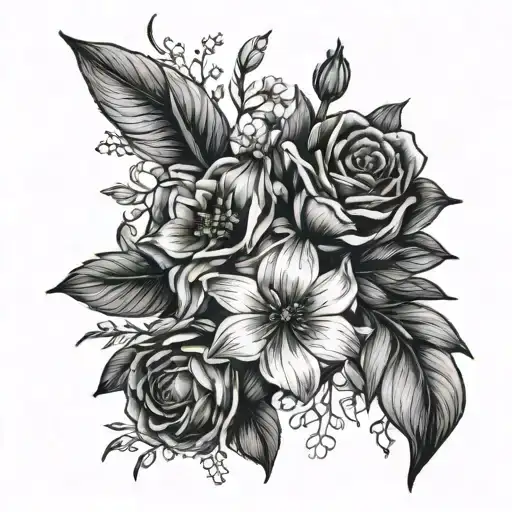 February And May Birth Flower Bouquet Tied