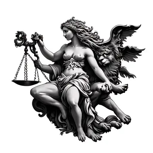Lady Justice And Lion