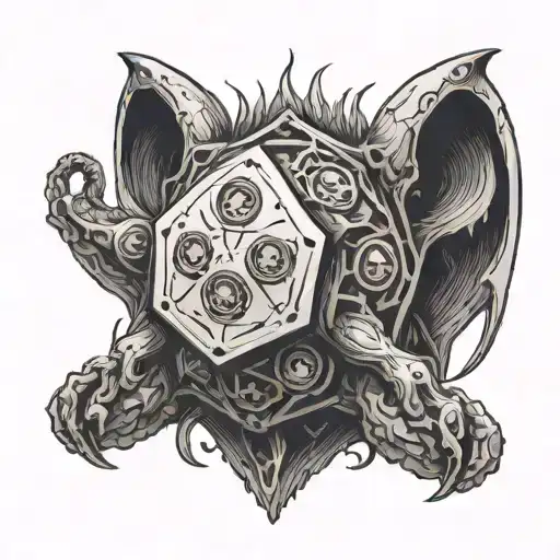 A Beholder Beast Shaped Like A 20 Sided Dice