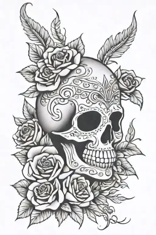 Day Of The Dead Skull And Roses
