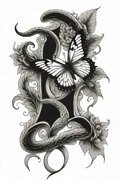 A Snake Bone With Butterfly Wings