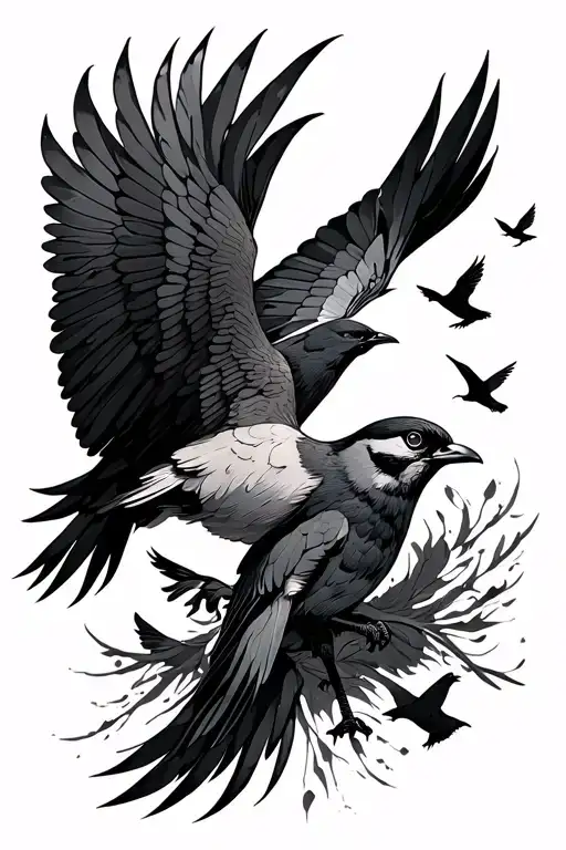 Armband With A Phenoix Bird In The Middle And Small Birds Flying Away From The Armband