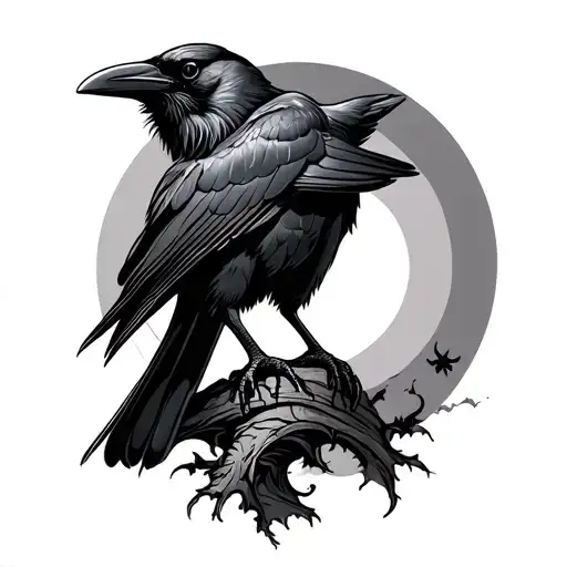 Raven Perched On Top