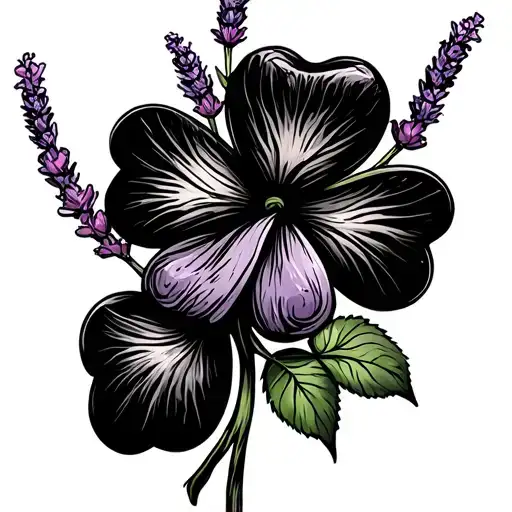 Wooden Achor With Rose And Lavender Around It With A Four Leaf Clover