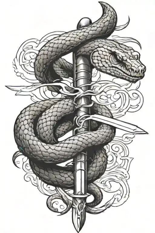 Snake Wrapped Around Sword