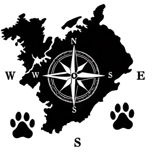 Map View Denmark A Compass And Four Dog Paws