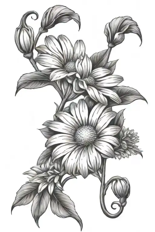 Daisy Flowers With Sweat Pea Flower